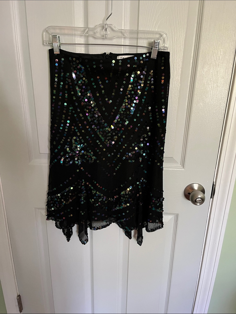Trina Turk Black Asymmetrical Sequin Skirt
